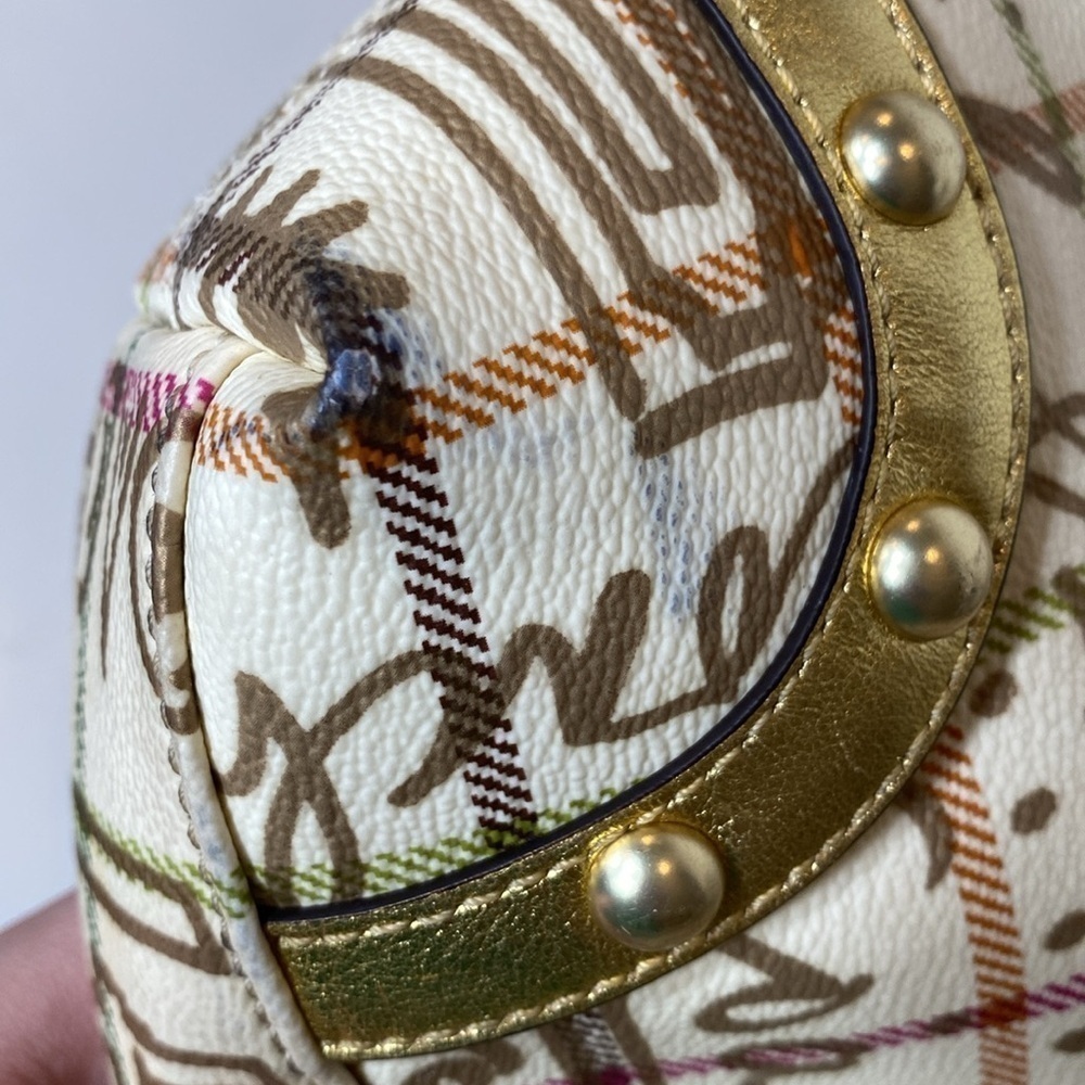 COACH LIMITED EDITION Heritage Cream/Gold Graffiti Tattersall Tote F13188 - Picture 12 of 16